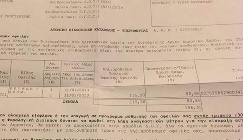 Απίστευτο κι όμως ελληνικό: Η ΑΑΔΕ ζητάει 200 ευρώ από… πεθαμένο στα Τρίκαλα