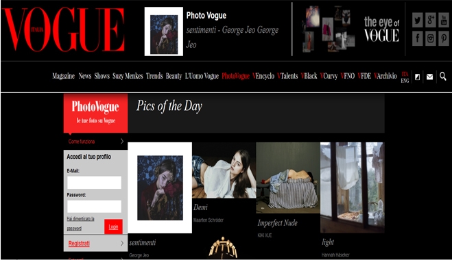 Αποκλειστικό: Photo of the Day για το Vogue Ιταλίας Η Φωτογραφία του Jeo με τίτλο "Sentimenti"