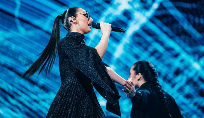 Klavdia performing Asteromáta for Greece at the Second Semi-Final in St. Jakobshalle © Corinne Cumming
