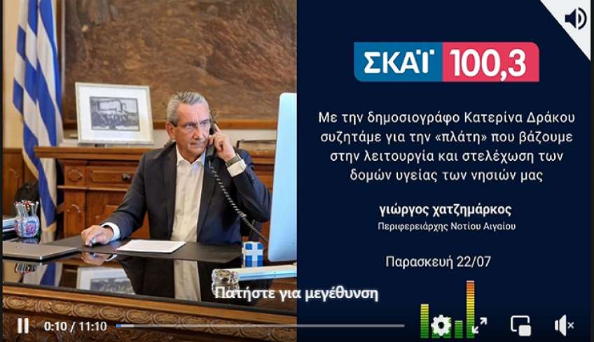 Γ. Χατζημάρκος στον ΣΚΑΪ: Συζήτηση για τη στελέχωση των δομών υγείας των νησιών μας