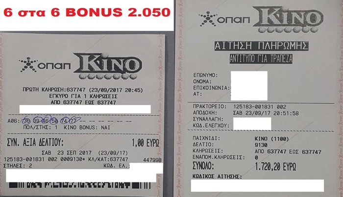 ΟΠΑΠ Πασσανικολάκη: Τo BONUS... πάει στο  συνεταιρικό της Κανάρη-6 ΣΤΑ 6 ΚΑΙ 2.050€